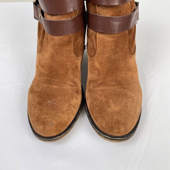 Franco Sarto A-Linden2 Brown Suede Zip Ankle‎ Strap Boots Booties Womens 7.5 M - Picture 3 of 8